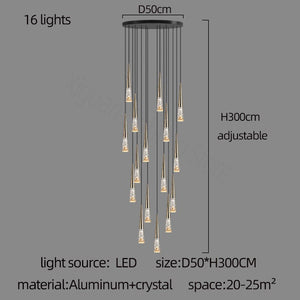Crystal Cones Staircase Chandelier - Stunning Ambiance-Staircase Chandelier