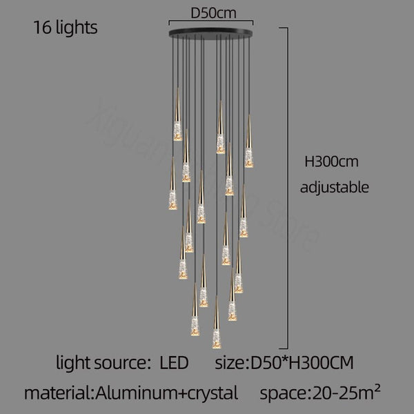 Crystal Cones Staircase Chandelier - Stunning Ambiance-Staircase Chandelier