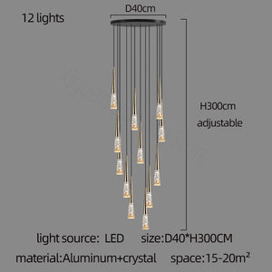 Crystal Cones Staircase Chandelier - Stunning Ambiance-Staircase Chandelier