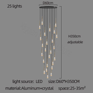 Crystal Cones Staircase Chandelier - Stunning Ambiance-Staircase Chandelier