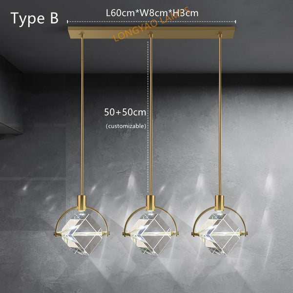 Crystal Cube LED Rotatable Pendant Chandelier-Pendant Lights