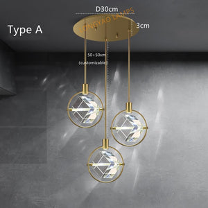 Crystal Cube LED Rotatable Pendant Chandelier-Pendant Lights