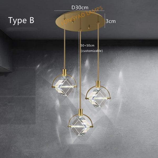 Crystal Cube LED Rotatable Pendant Chandelier-Pendant Lights