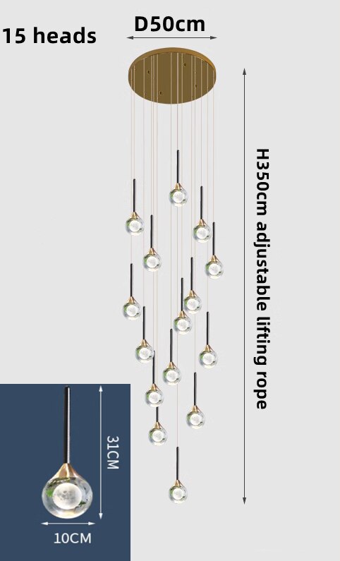 Crystal Drops Chandelier - Beautiful Lighting for Any Space-Staircase Chandelier