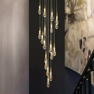 Crystal Drops Staircase Chandelier: Elegant Lighting-Staircase Chandelier