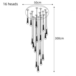 Crystal Drops Staircase Chandelier: Elegant Lighting-Staircase Chandelier