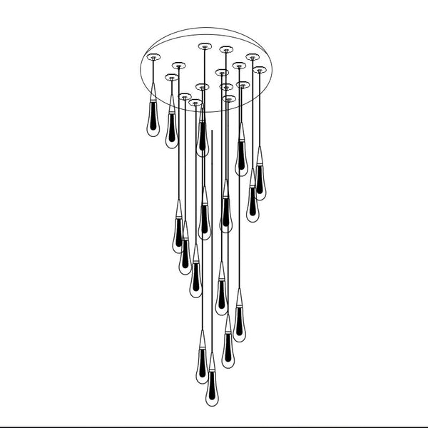 Crystal Drops Staircase Chandelier: Elegant Lighting-Staircase Chandelier