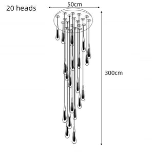 Crystal Drops Staircase Chandelier: Elegant Lighting-Staircase Chandelier