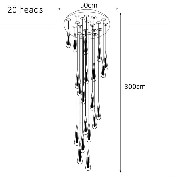 Crystal Drops Staircase Chandelier: Elegant Lighting-Staircase Chandelier