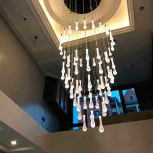 Crystal Drops Staircase Chandelier: Elegant Lighting-Staircase Chandelier