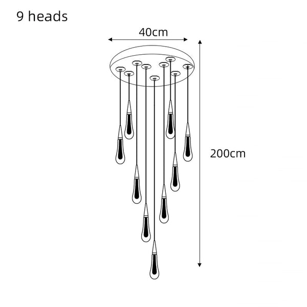 Crystal Drops Staircase Chandelier: Elegant Lighting-Staircase Chandelier