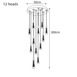 Crystal Drops Staircase Chandelier: Elegant Lighting-Staircase Chandelier
