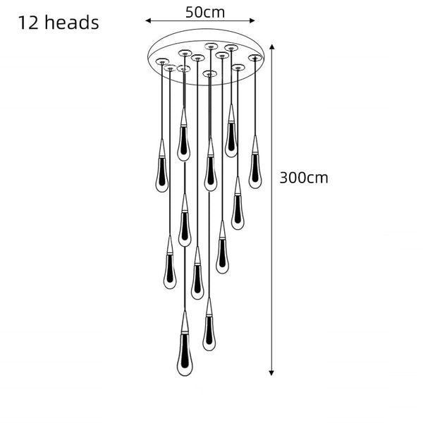 Crystal Drops Staircase Chandelier: Elegant Lighting-Staircase Chandelier