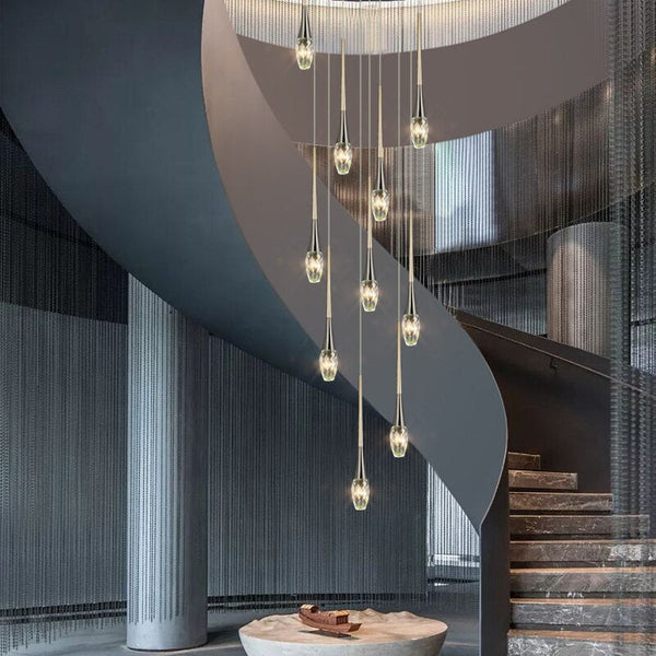 Crystal Drops Staircase Chandelier - Exquisite Home Lighting-Staircase Chandelier
