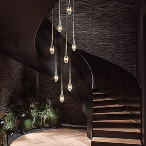 Crystal Drops Staircase Chandelier - Exquisite Home Lighting-Staircase Chandelier