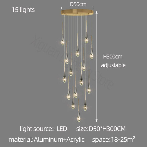 Crystal Drops Staircase Chandelier - Exquisite Home Lighting-Staircase Chandelier