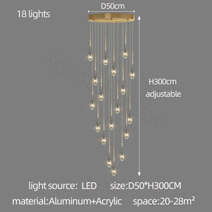 Crystal Drops Staircase Chandelier - Exquisite Home Lighting-Staircase Chandelier
