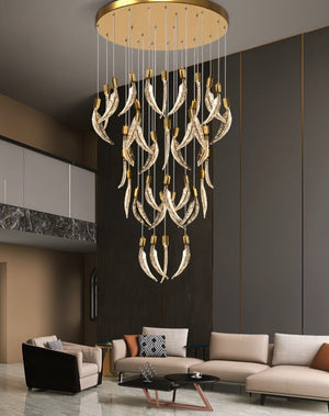 Crystal Feather Chandelier - Exquisite Lighting Décor-Ceiling Chandelier