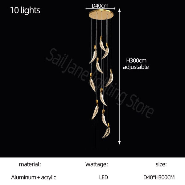 Crystal Feather Chandelier - Exquisite Lighting Décor-Ceiling Chandelier
