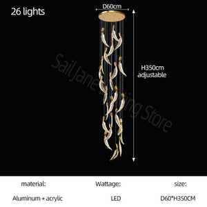 Crystal Feather Chandelier - Exquisite Lighting Décor-Ceiling Chandelier