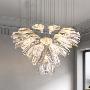 Crystal Glass Petals Chandelier: Elegant Lighting Fixtures-Ceiling Chandelier