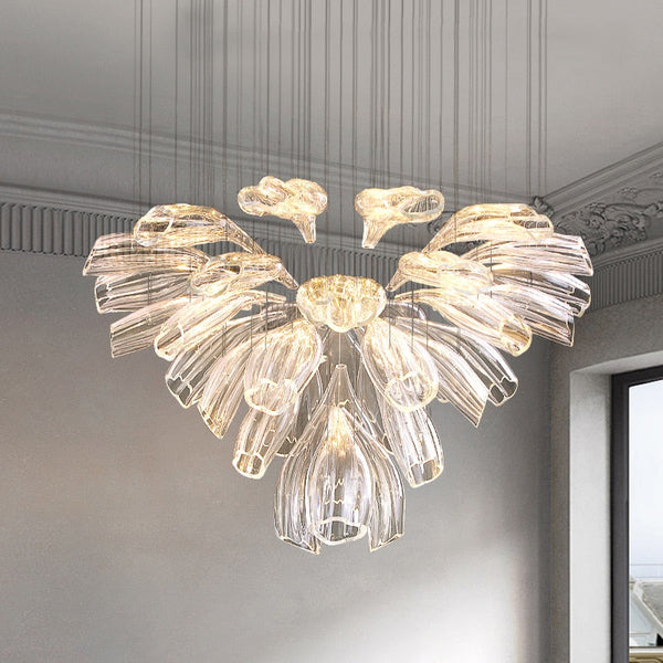 Crystal Glass Petals Chandelier: Elegant Lighting Fixtures-Ceiling Chandelier