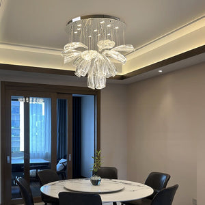 Crystal Glass Petals Chandelier: Elegant Lighting Fixtures-Ceiling Chandelier