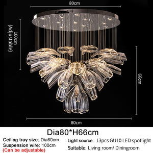 Crystal Glass Petals Chandelier: Elegant Lighting Fixtures-Ceiling Chandelier