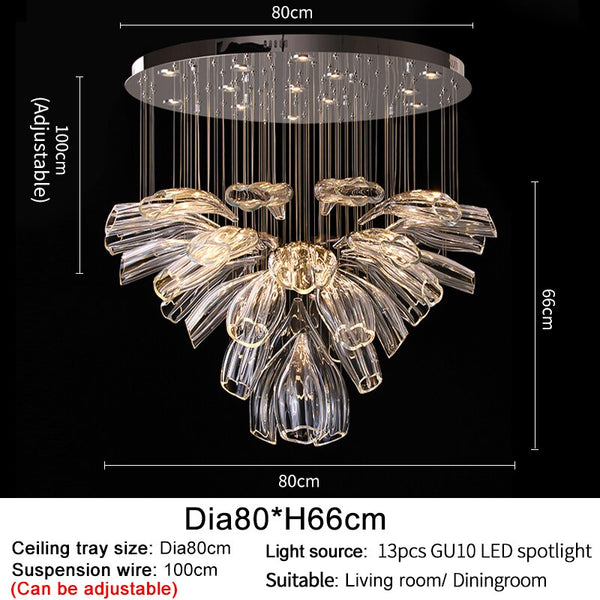 Crystal Glass Petals Chandelier: Elegant Lighting Fixtures-Ceiling Chandelier