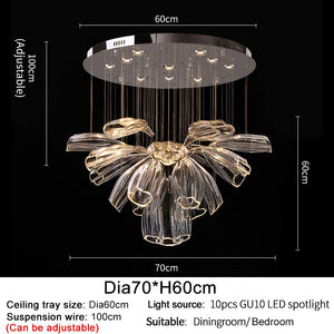 Crystal Glass Petals Chandelier: Elegant Lighting Fixtures-Ceiling Chandelier