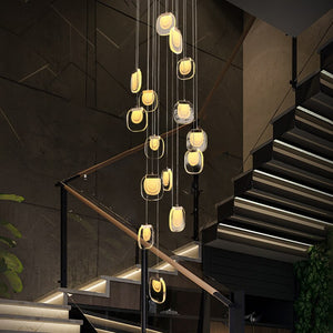 Crystal LED Pendant Chandelier – Rotating Staircase Lighting-Staircase Chandelier