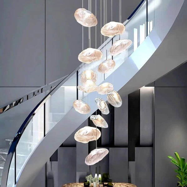 Crystal Lava Pebbles Chandelier - Elegant Lighting-Staircase Chandelier