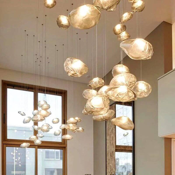 Crystal Lava Pebbles Chandelier - Elegant Lighting-Staircase Chandelier