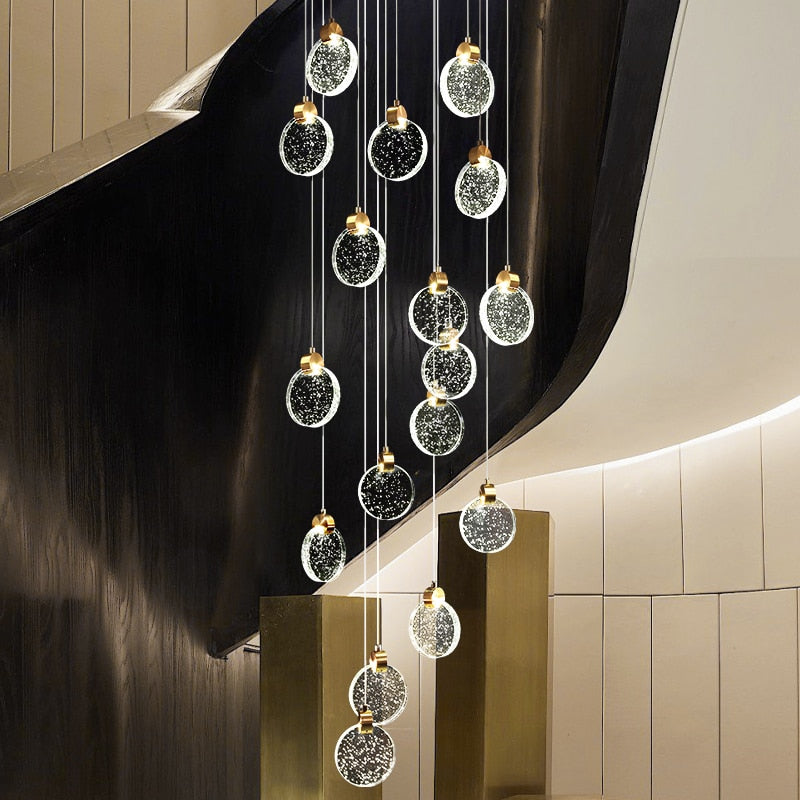 Crystal Rings Staircase Chandelier: Premium Lighting-Staircase Chandelier