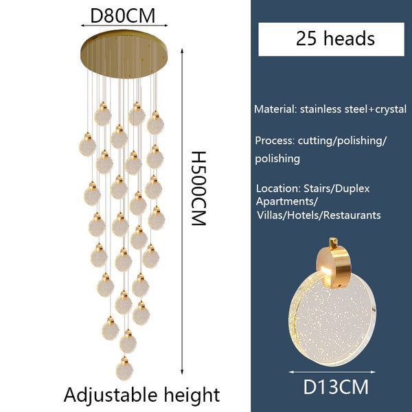 Crystal Rings Staircase Chandelier: Premium Lighting-Staircase Chandelier