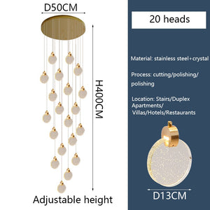 Crystal Rings Staircase Chandelier: Premium Lighting-Staircase Chandelier