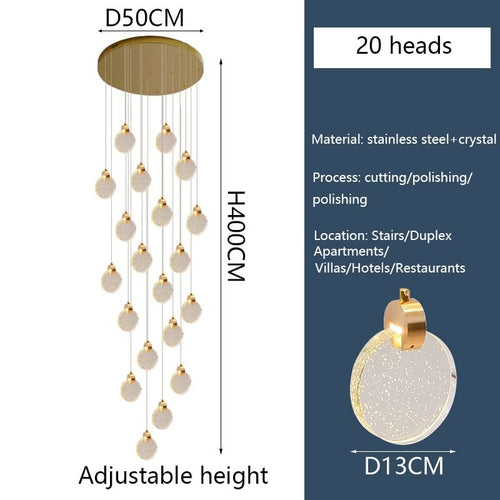 Crystal Rings Staircase Chandelier: Premium Lighting-Staircase Chandelier