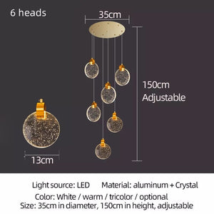 Crystal Rings Staircase Chandelier: Premium Lighting-Staircase Chandelier