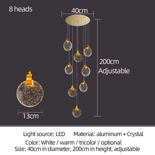 Crystal Rings Staircase Chandelier: Premium Lighting-Staircase Chandelier