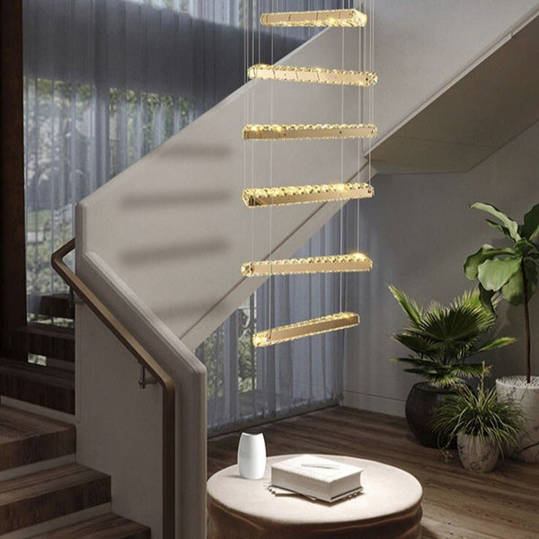 Crystal Rotating Bars Stairs LED Chandelier-Staircase Chandelier