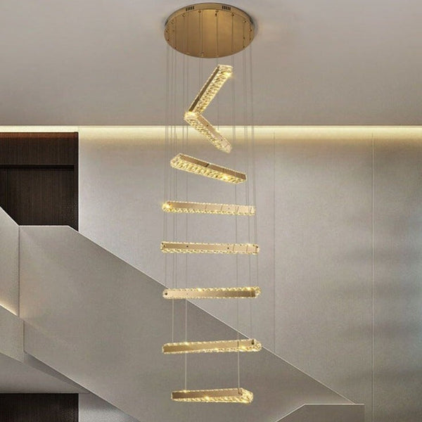 Crystal Rotating Bars Stairs LED Chandelier-Staircase Chandelier