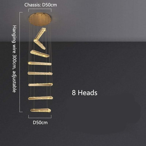 Crystal Rotating Bars Stairs LED Chandelier-Staircase Chandelier
