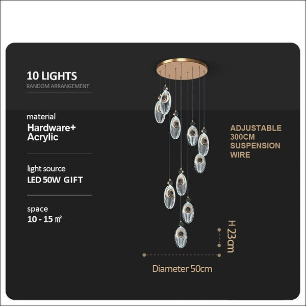 Crystal Shell Staircase Chandelier - Exquisite Lighting-Staircase Chandelier