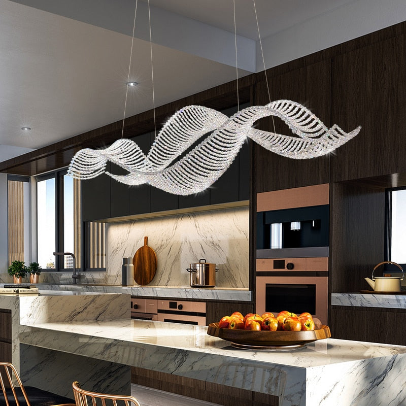 Crystal Swirl Chandelier Light-Kitchen Island