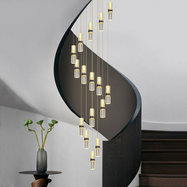 Crystal Tubes Staircase Chandelier: Enhance Your Space-Staircase Chandelier