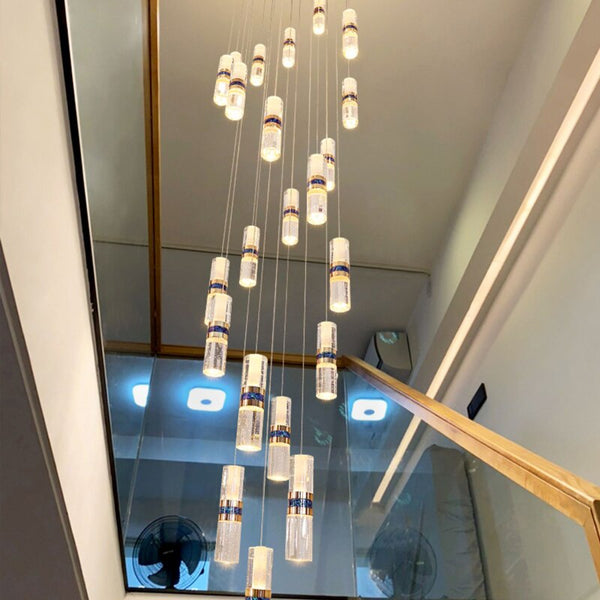 Crystal Tubes Staircase Chandelier: Enhance Your Space-Staircase Chandelier