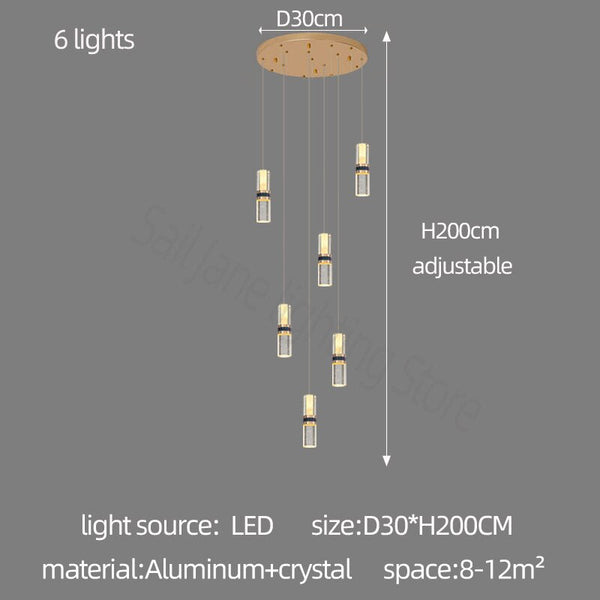 Crystal Tubes Staircase Chandelier: Enhance Your Space-Staircase Chandelier