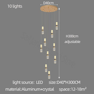 Crystal Tubes Staircase Chandelier: Enhance Your Space-Staircase Chandelier