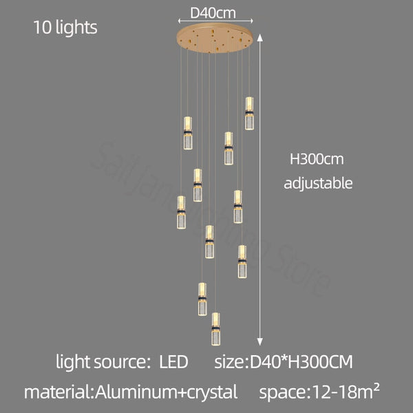 Crystal Tubes Staircase Chandelier: Enhance Your Space-Staircase Chandelier