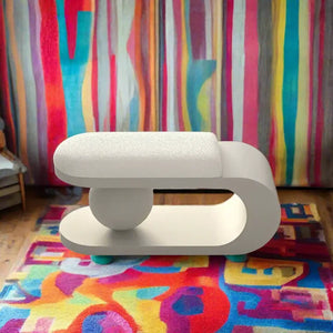 Curve Shoe Changing Stool with Luxurious Lamb Wool Cushion-Bench